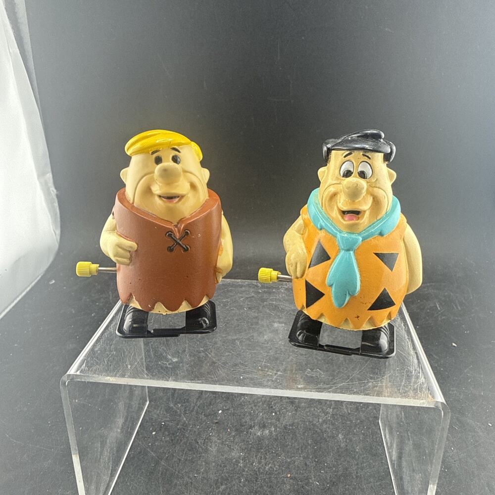 Vintage 1992 Flintstones Wind Up Walker Toys Fred Flintstone Barney Rubble Boley